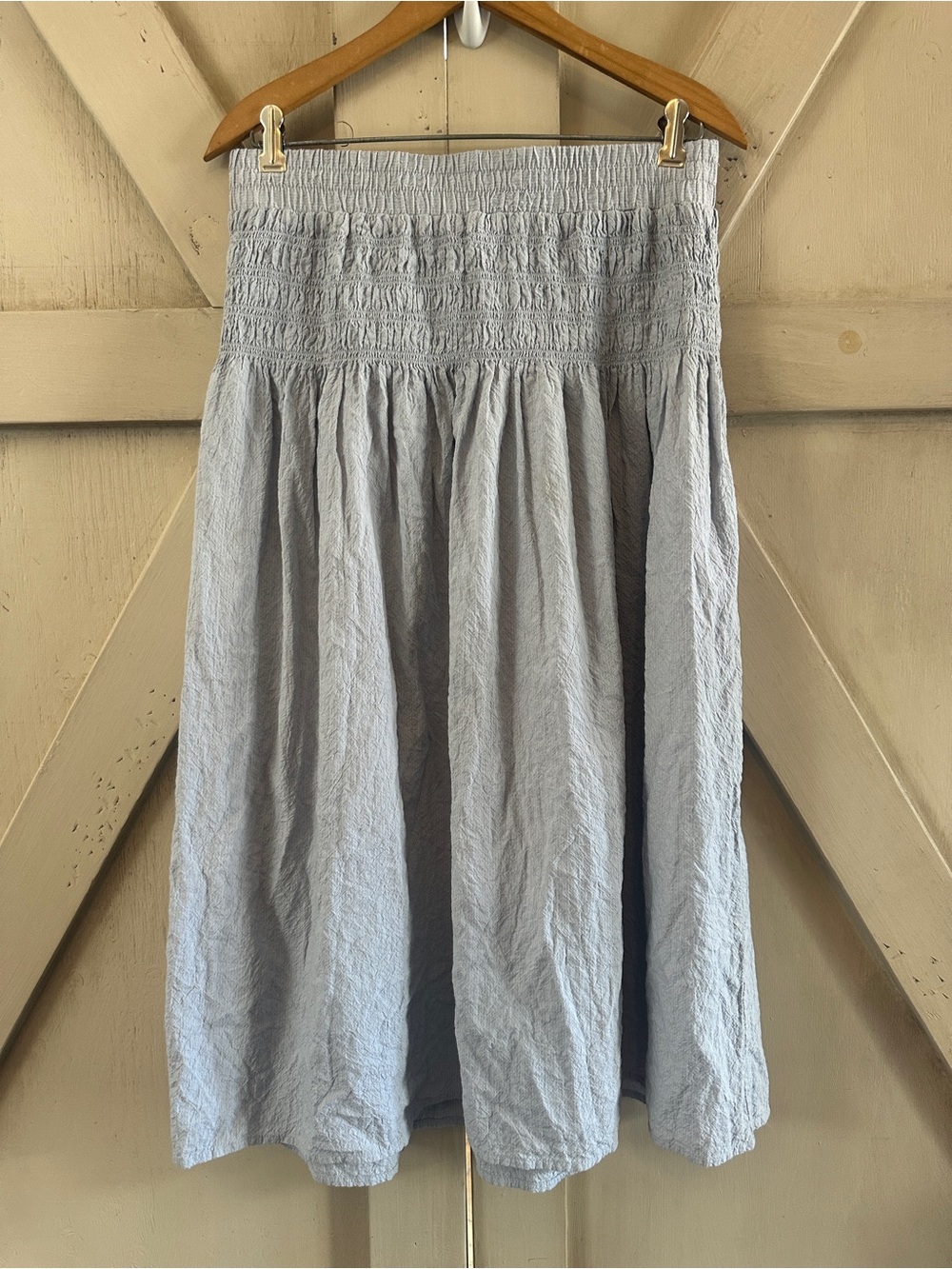 A New Day Light Blue Smocked Midi Skirt Women’s Medium Cotton Modal